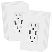 TOPGREENER 4A High Speed USB Wall Outlet, 15A Tamper-Resistant Receptacles, Compatible with iPhone XS/MAX/XR/X/8/7, Samsung Galaxy S9/S8/S7, LG, HTC & Other Smartphones, UL Listed, TU2154A, 10 Pack