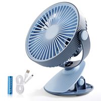 SmartDevil Battery Operated Clip on Fan for Stroller Home Office Camping Outdoors,Dual-use Portable 3-Speed Desktop Clip Fan, Rechargeable, Quiet Operation (Blue)