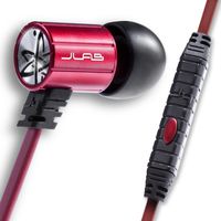 JLab Audio J4M Heavy Bass Rugged Metal in-Ear Headphones w/Mic & Case, Guaranteed for Life - Black/Red