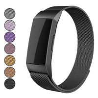 Mosonoi Compatiable with Fitbit Charge 3 Bands, Adjustable Metal Bands Replacement Straps Fit for Fitbit Charge 3/ Charge 3 SE Smartwatch Women Men(Small, Black)