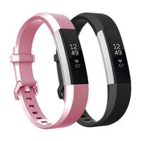 Fundro Replacement Bands Compatible with Fitbit Alta Bands and Alta HR Band, Newest Sport Strap Wristband with Secure Buckle for Women Men Boys Girls, 2- Pack (Black+Rose Pink, Large)