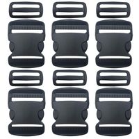 6 Set 2 Inch Flat Dual Adjustable Plastic Quick Side Release Plastic Buckles and Tri-Glide Slides for Luggage Straps Pet Collar Backpack Repairing (Black, Fit for 2"/50mm Webbing Straps)