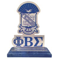 Phi Beta Sigma Decorative Acrylic Crest with Wood Wooden Base for Desktop