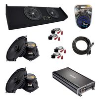 Compatible with Ford F-150 2009-2015 Super Crew Truck Kicker Dual 10" Sub Box Speakers & Amp