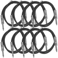 Seismic Audio - SASTSX-2 (8 Pack) - 2 Foot TS 1/4" Guitar, Instrument, or Patch Cables Black