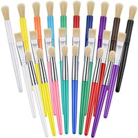 Outus 26 Pieces Hog Bristle Paint Brushes Round Flat Paint Brushes for School Home Painting Supplies, Assorted Colors