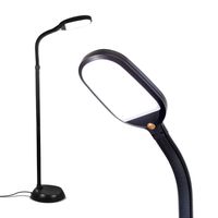 Brightech Litespan - Bright LED Floor Lamp for Crafts & Reading - Estheticians' Light for Lash Extensions - Natural Daylight Lighting for Office Tasks - Adjustable Gooseneck Pole Lamp - Black