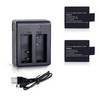 Davola Action Camera Battery Rechargeable 2pcs 900mAh and USB Dual Battery Charger for All Action Camera
