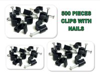 500 BLACK SINGLE NAIL CLIPS RG6 RG59 COAXIAL WIRE & CAT5 ETHERNET CABLE
