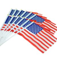 Jetlifee Set of 12 American Flag - 5x8 Inch Small US Flags, Vivid Color, American Stick Flag, Hand Held American Stick Flags for Outdoor Indoor