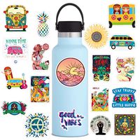 Hippie Stickers 100 Pack, Cool Culture Vinyl Sticker for Laptops Hydro Flask Frost Water Bottles Hydroflasks Waterbottles Luggage, Fashion Music Band Waterproof Decals for Adult