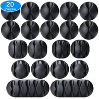 AUSTOR 20 Pieces Cable Clips Black Cable Holder Cord Organizer Wire Holder for Cable, Wire and Cord Management System