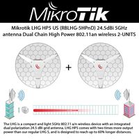 Mikrotik LHG HP5-US (RBLHG-5HPnD) 2-UNITS 24.5dBi 5GHz CPE/Point-to-Poin antenna Dual Chain High Power 802.11an wireless, reach up to 60% longer distances