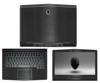 Decalrus - Protective Decal for 2016 Alienware 13 R3 (13.3" Screen) Laptop Black Texture Brushed Aluminum Skin Skins Decal wrap BA16alienware13Back