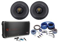 (2) Rockville W10K9D4 10" 6400 Watt Car Subwoofers+Mono Amplifier+Copper Amp Kit