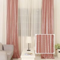 TRLYC 4pcs Blush Sparkly Sequin Fabric Window Curtains/Drape/Panels/Window Treatment Sets 2x8FT