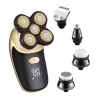 KEMEI Electric Shaver Razor for Men Bald Head Shaver Nose Hair Beard Trimmer 5 in 1 Grooming Kit, Cordless and Waterproof Electric Rotary Shaver LED Display Quick USB Rechargeable