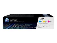 HP 126A | CE311A, CE312A, CE313A | 3 Toner Cartridges | Cyan, Yellow, Magenta
