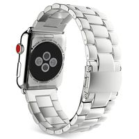 MoKo Watch Band Compatible with Apple Watch 38mm 40mm Series 5/4/3/2/1, Stainless Steel Replacement Band Bracelet with Double Button Folding Clasp(Not Fit iWatch 42mm 44mm) - Silver