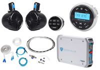 Rockville RGHR2 Marine Bluetooth Receiver+Remote+8" Wakeboards+2-Ch Amp+Wire Kit
