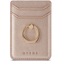 TOPWOOZU Phone Card Holder with Ring Grip for Back of Phone,Adhesive Stick-on Credit Card Wallet Pocket for iPhone,Android and Smartphones (Rosegold)