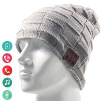 Bluetooth Hat Bluetooth Beanie Wireless Headset Headphones Music Audio Women Men Boys Girls Winter Cap with Speaker Mic Hands Free Outdoor Sport Stereo Earphone Earpieces (Light Grey)