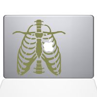 The Decal Guru Ribcage Apple Heart MacBook Decal Vinyl Sticker - 15" MacBook Pro (2015 & Older) - Gold (0223-MAC-15P-G)
