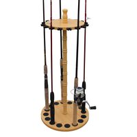 Rush Creek Creations Round 16 Fishing Rod Storage Rack - Features Traditional Handcrafted Wood Post - No Tool Assembly