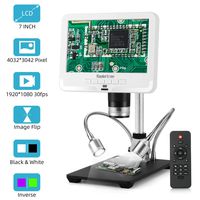 7 inch LCD Digital USB Microscope Angle Adjustable with Remote Control,Koolertron 12MP 1920x1080 30fps Video Recorder Image Flip/Reverse Color/Black & White for Circuit Board Repair Soldering PCB Coin
