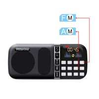 Htterino Portable Mini Speaker with AM FM Radio，Music Player, Micro SD/TF Card Slot, USB Charging Cord and Rechargeable Li-ion Battery