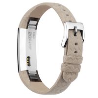 iGK Leather Replacemnt Bands Compatible for Fitbit Alta and Fitbit Alta HR, Genuine Leather Wristbands with Stainless Steel Buckle Weave Gray