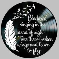 Blackbird Song Lyric Art Inspired by Beatles Vinyl Record Album Wall Art