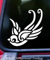 Minglewood Trading Swallow 5" x 4.75" Vinyl Decal Sticker - Bird Tattoo Art - 20 Color Options - - Silver
