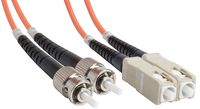 Amphenol FO-50DUALSTSC-015 ST-SC Duplex Multimode Fiber Optic Patch Cable, 50/125 OM2, OFNR, 15 m, 49.2', Orange