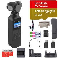 2019 DJI Osmo Pocket Handheld 3 Axis Gimbal Stabilizer with Integrated Camera and Expansion Kit Combo, Comes 128GB Extreme Micro SD, Attachable To Smartphone, Android, iPhone