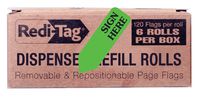 Redi-Tag Sign Here Printed Arrow Flags, 6 Roll Refill, 120 Flags per Roll, 1-7/8 x 9/16 Inches, Light Green (91008)