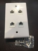 CMT: 4 Port White Wall Plate W/ CAT6 RJ45 Double Female Inline Coupler Ethernet Jack (White)
