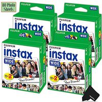 FujiFilm Instax Wide Instant Film 4 Pack (4 x 20) Total of 80 Photo Sheets - Compatible with FujiFilm Instax Wide 300, 210 and 200 Instant Cameras