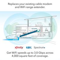 NETGEAR Orbi Built-in-Modem Whole Home Mesh WiFi System with all-in-one cable modem and WiFi router and single satellite extender with speeds up to 2.2 Gbps over 4,000 sq. feet, AC2200 (CBK40)