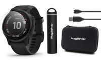 Garmin Fenix 6S Pro (Black with Black Band) Power Bundle with HD Screen Protectors, PlayBetter Portable Charger & Protective Hard Case | 2019 | PulseOx, ClimbPro, Maps, PacePro, Spotify, Music