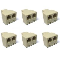 Aodesy RJ11 1 Female to 2 Female Plug Telephone Lines Cable Sharing Jointer Adapter Splitter for Landline Telephone,Pack of 6