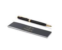 PARKER Sonnet Slim Ballpoint Pen, Matte Black Lacquer with Gold Trim, Medium Point Black Ink (1931520)
