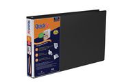 QuickFit Heavy Duty 11 x 17 Inch Landscape Spreadsheet View Binder, 1.5 Inch, Locking Angle D Ring, Black (94021)