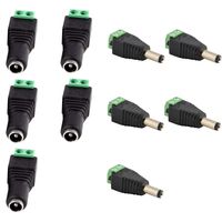 JacobsParts Male and Female DC Power Jack & Plug Screw-on Wire Connector 5.5mm x 2.1mm for 12V/24V LED Strip and Electronics (5 Pairs)