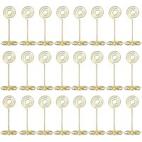 AIEVE Table Card Holders 24 Pack Wire Shape Wedding Place Card Holders Table Number Holders Table Pictures Stand for Place Cards Wedding Party Office Desk Name Memo Menu Clips (Gold)
