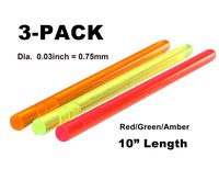 NJGIANT 3-Pack Tactical Replacement High Brightness Glow Stick Fluorescence Fiber Optic Sight Rod Green/Red/Orange for Bow and Gun Sight (0.3)