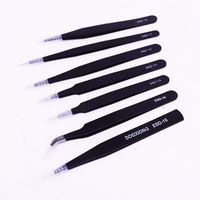 Precision Tweezers Set, 7 PCS ESD Anti-Static Stainless Steel Tweezers Kit Curved Tweezers for Craft, Jewelry, Electronics, Laboratory Work 5 Points Laboratory Work