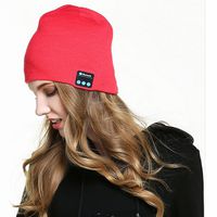 Zhen rong Beanie hat Bluetooth Headset Microphone Winter Outdoor Sports Stereo Music Cap Pink