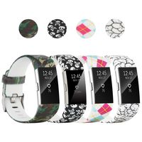 honecumi Replacement Bands for Charge 2 Wristbands Rose Gold Colorful Pattern Watch Bands/Strap for Men Women Colorful Pattern Bands with Metal Clasp Large Small Bands