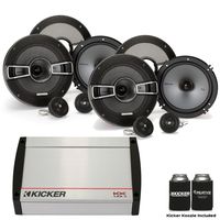 Kicker Speaker Package - KX400.4 400 Watt 4 Channel Amp, and Two Pairs of KSS654 6.5" Component Speakers